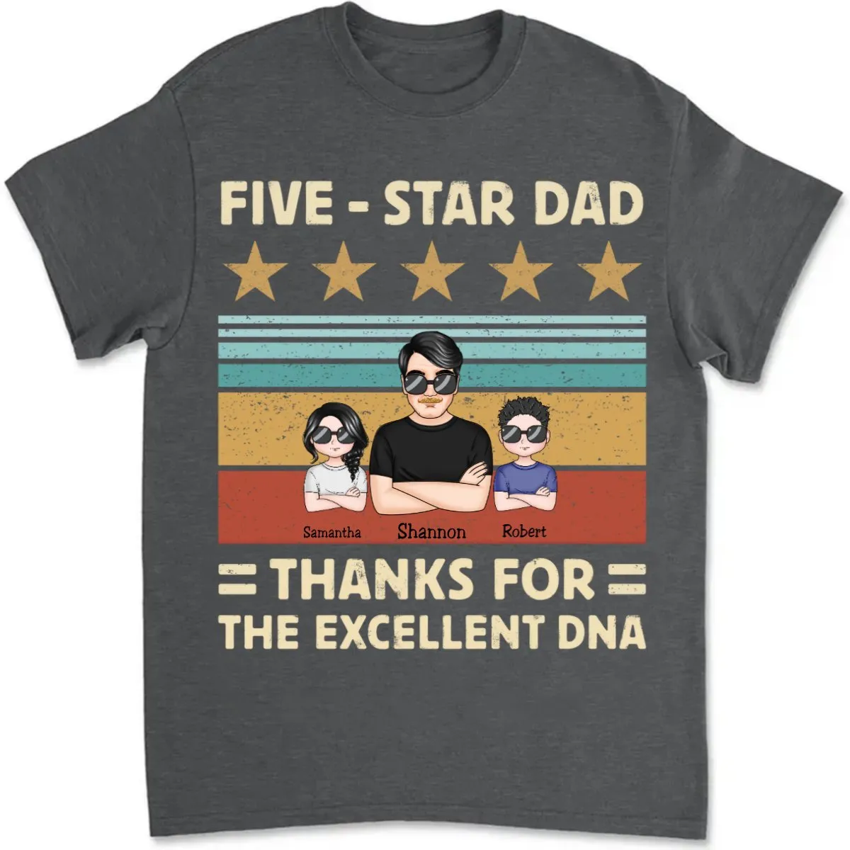 Father's Day - Five-Star Dad Thanks For The Excellent DNA - Personalized T-Shirt (TT)