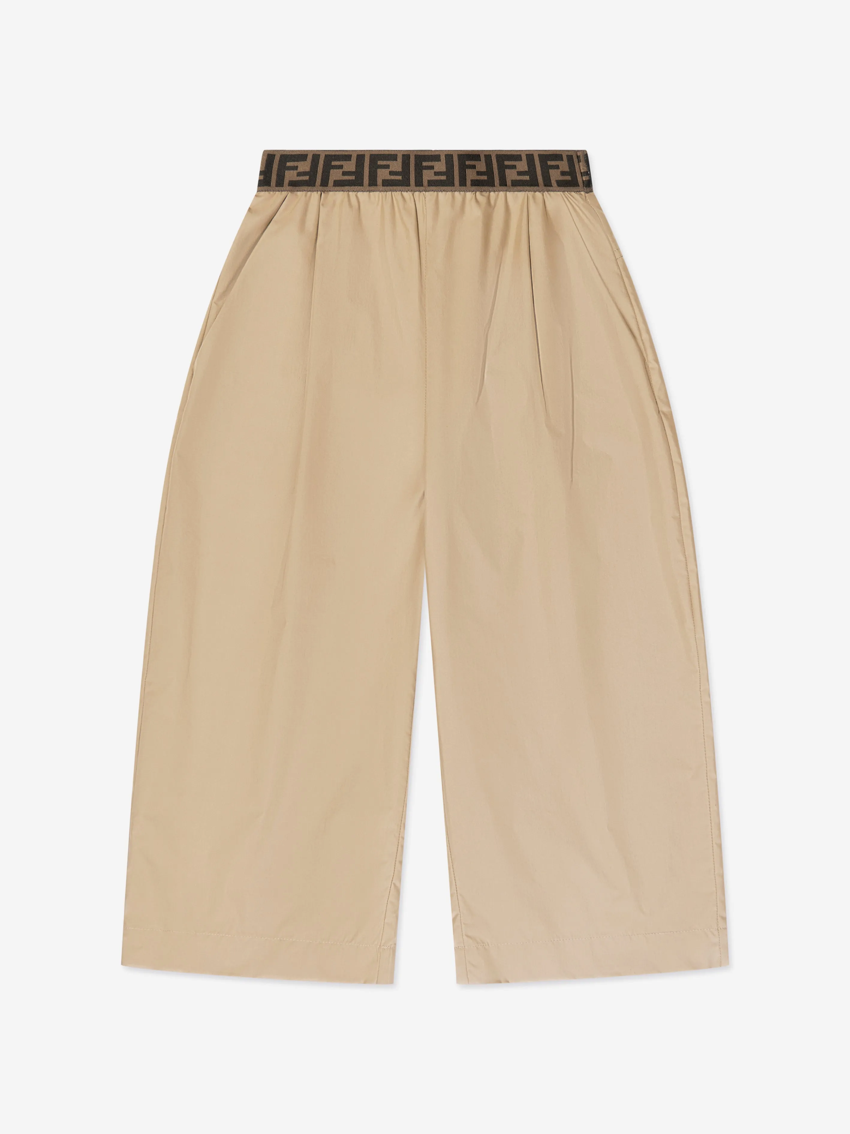 Fendi Girls Wide Leg Trousers in Beige