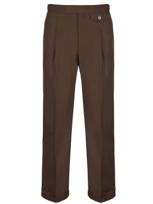 Forties Vintage Hugo Fishtail Back Trousers In Cocoa Brown