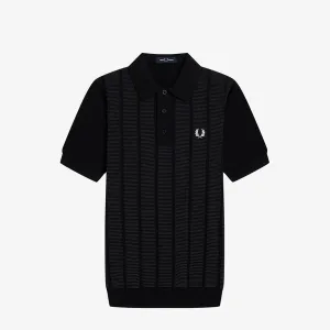 Fred Perry Contrast Stitch Knitted Shirt - Black