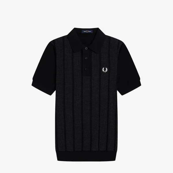 Fred Perry Contrast Stitch Knitted Shirt - Black