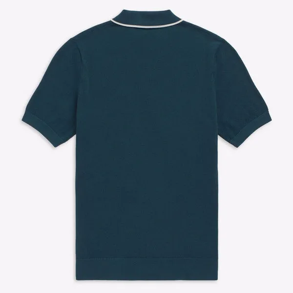 Fred Perry Tipped Knitted Polo Petrol Blue