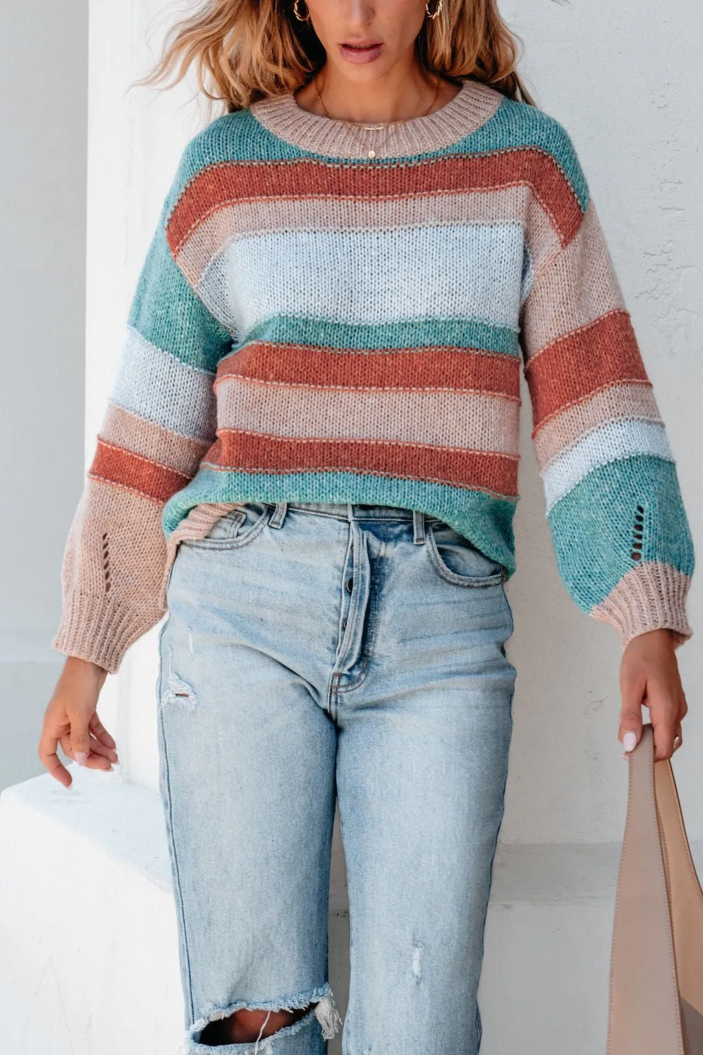 Fresh Start Multi Striped Sweater - DOORBUSTER