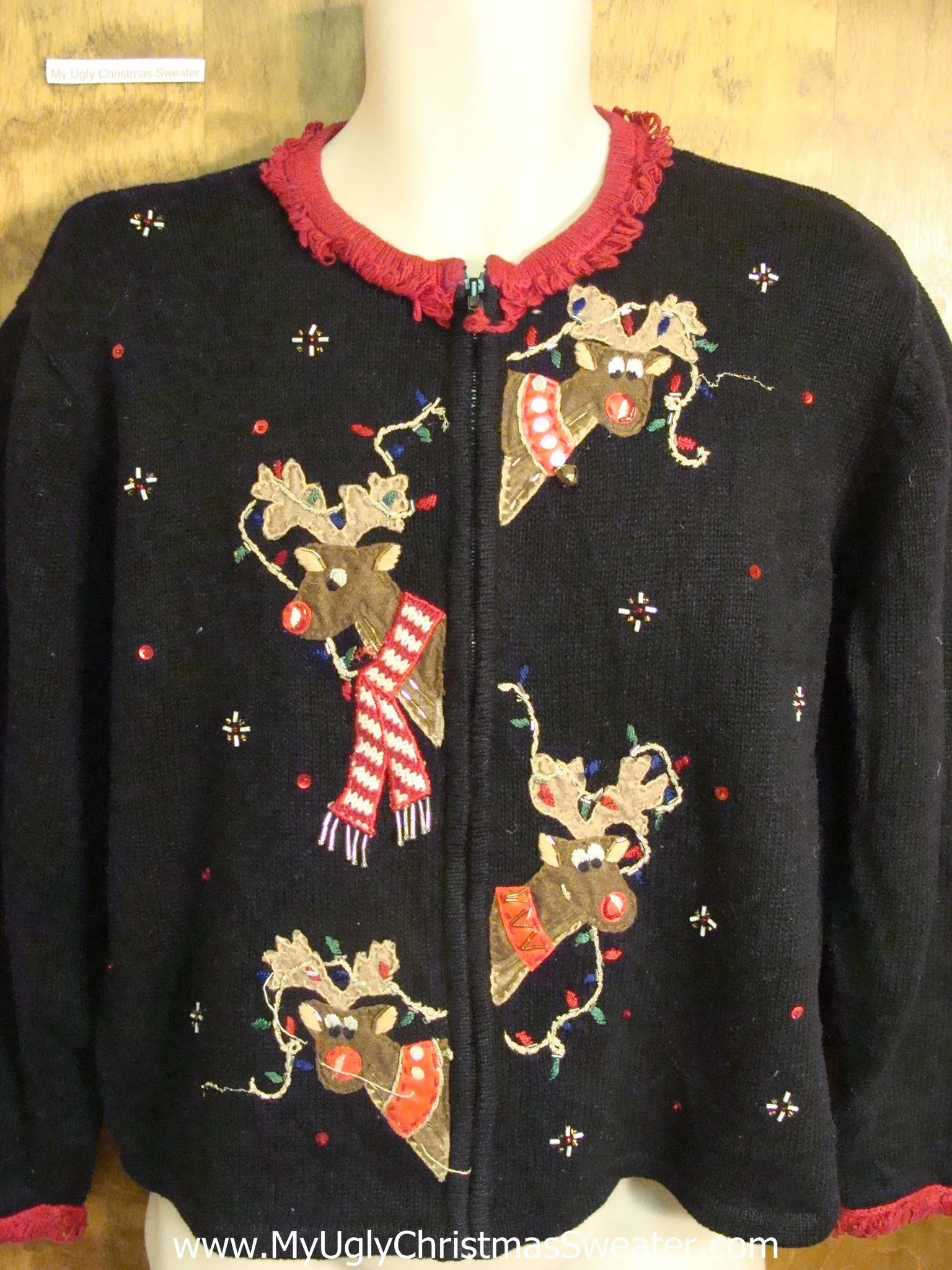 Funny Peeking Reindeer Ugly Christmas Sweater