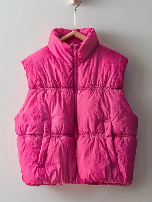 Fushia Quilt Puffer Vest