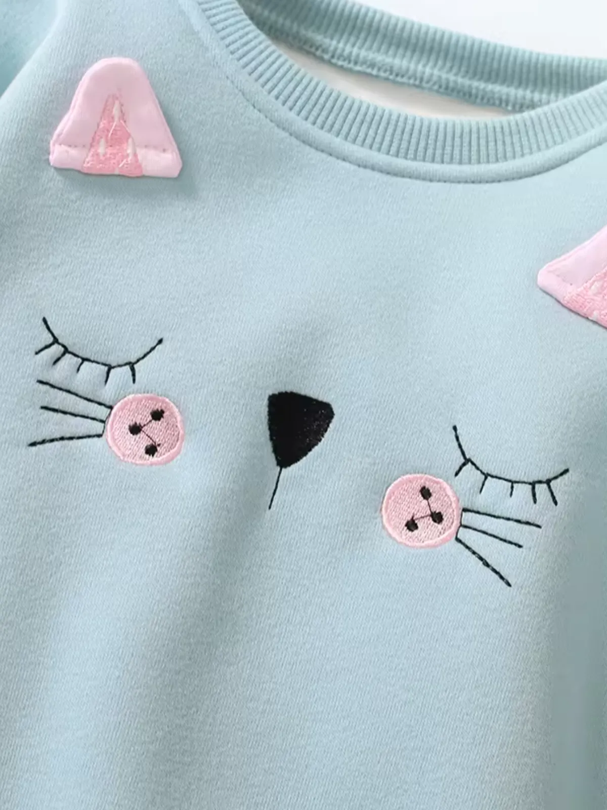 Girls Cutie Cat Embroidered Sweatshirt