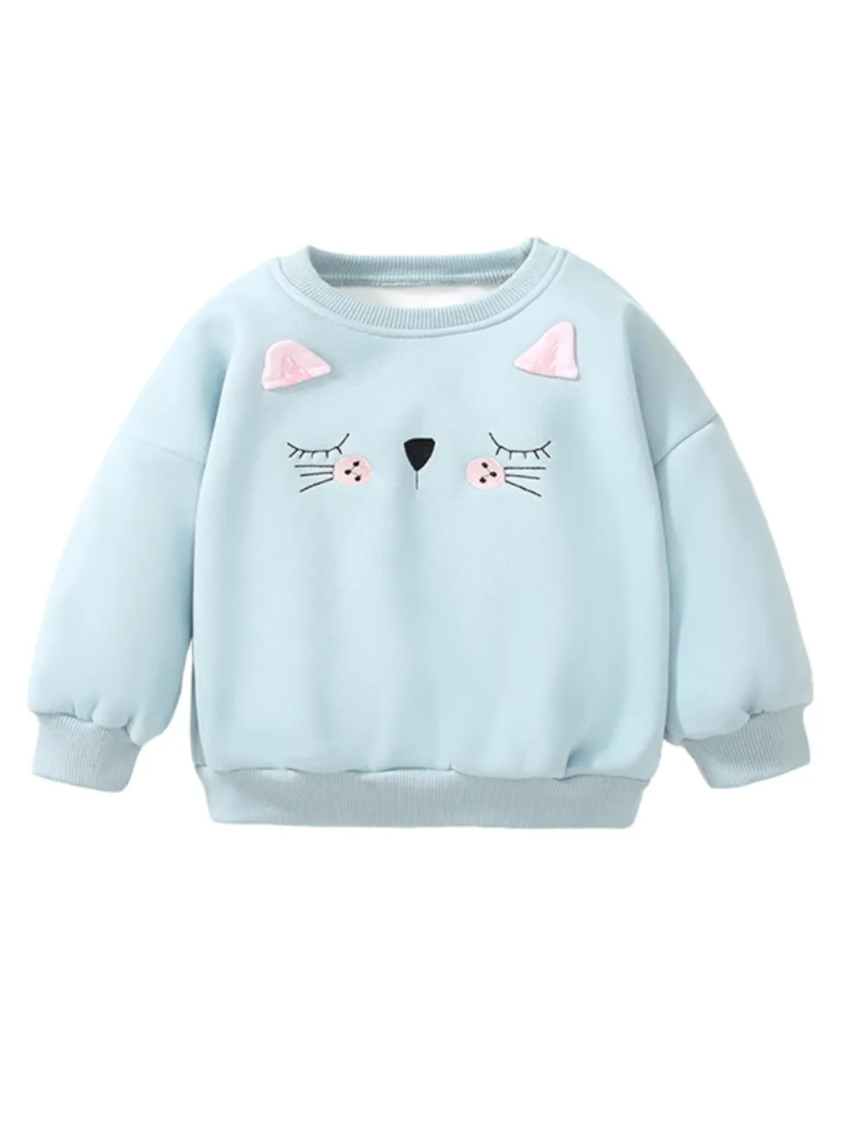 Girls Cutie Cat Embroidered Sweatshirt