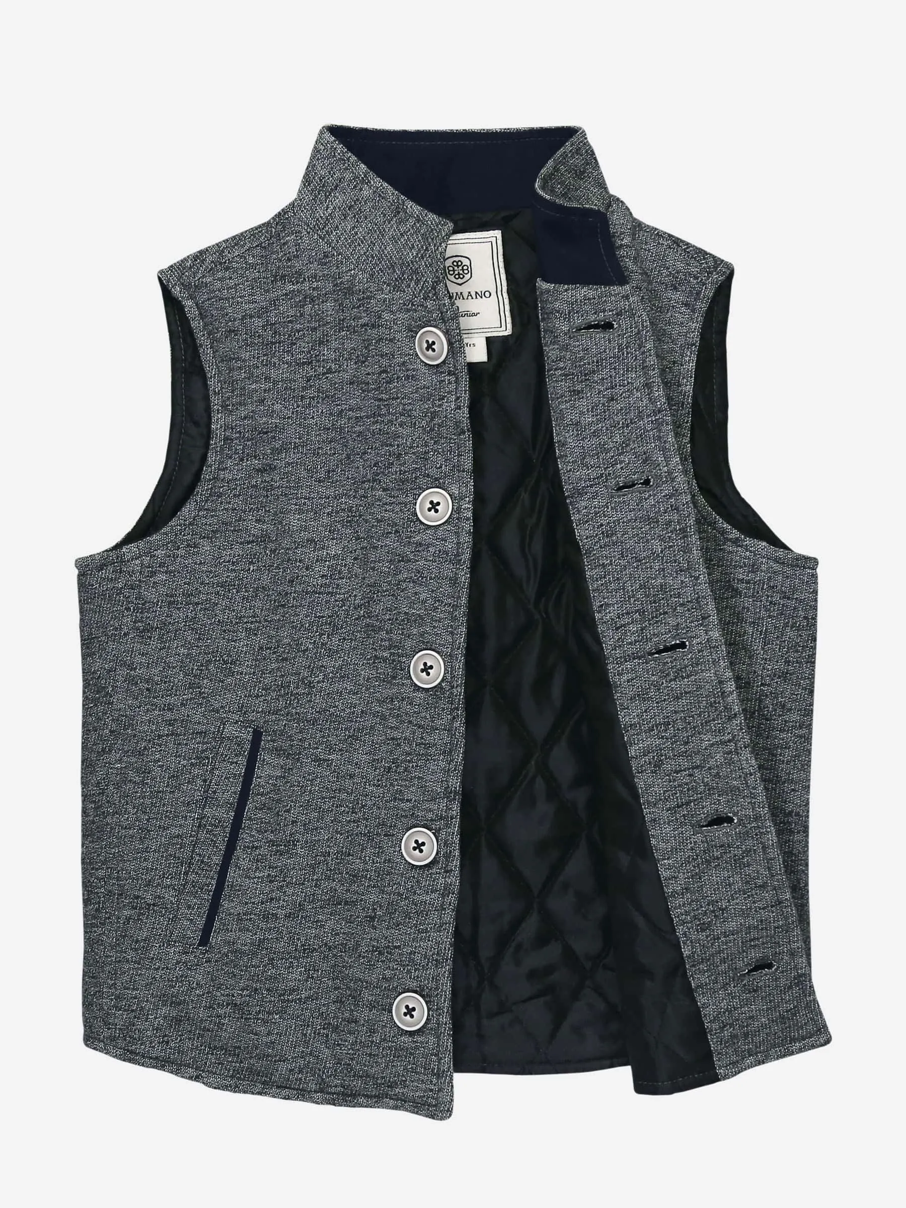 Grey Quilted Casual Sleeveless Vest