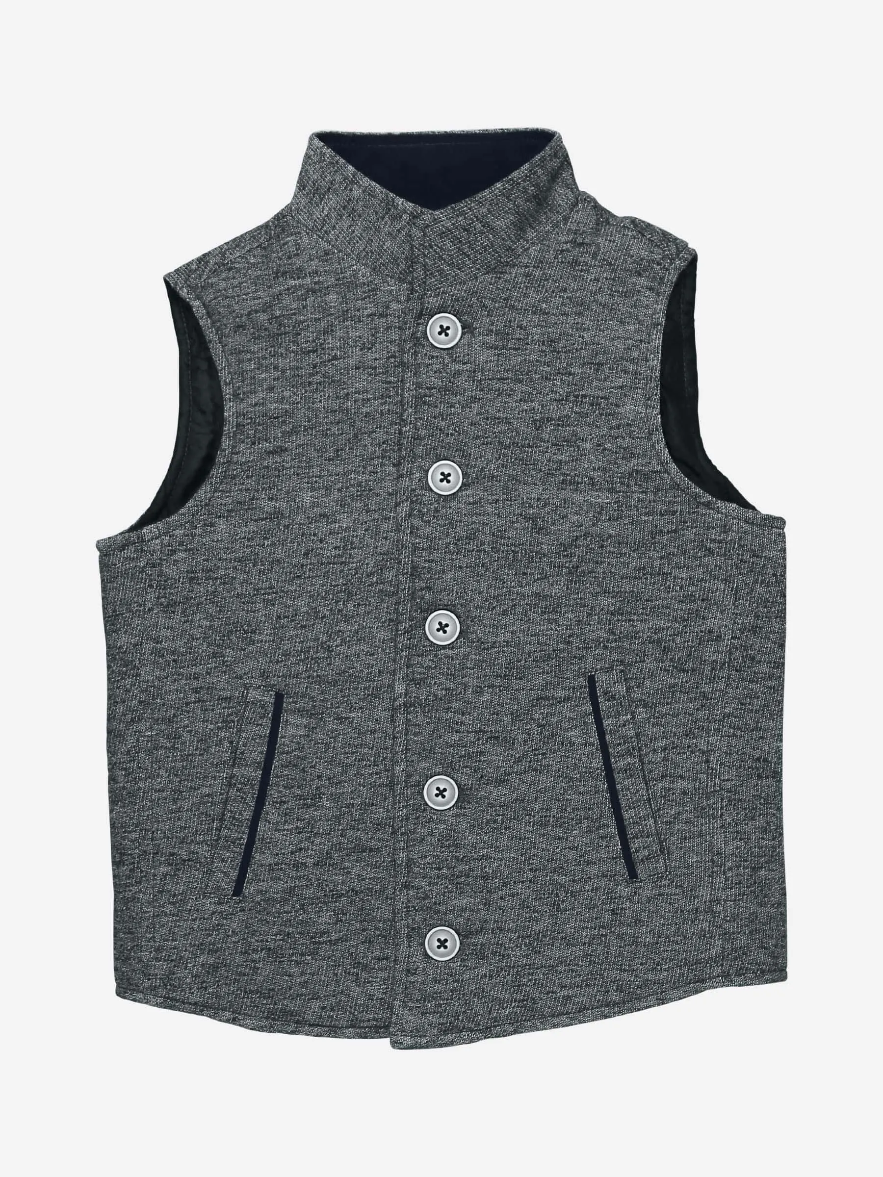 Grey Quilted Casual Sleeveless Vest