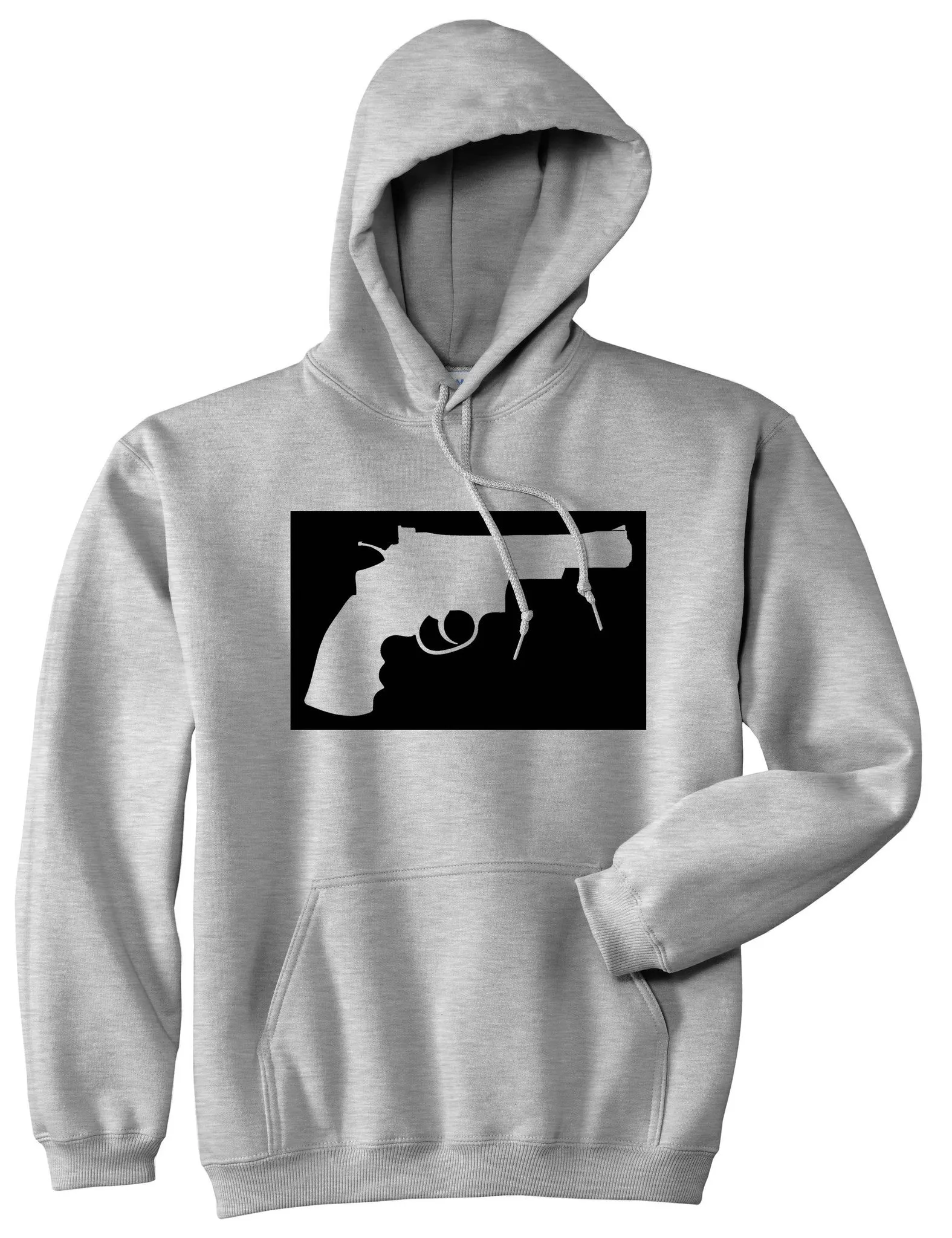 Gun Silhouette Revolver 45 Chrome Boys Kids Pullover Hoodie Hoody