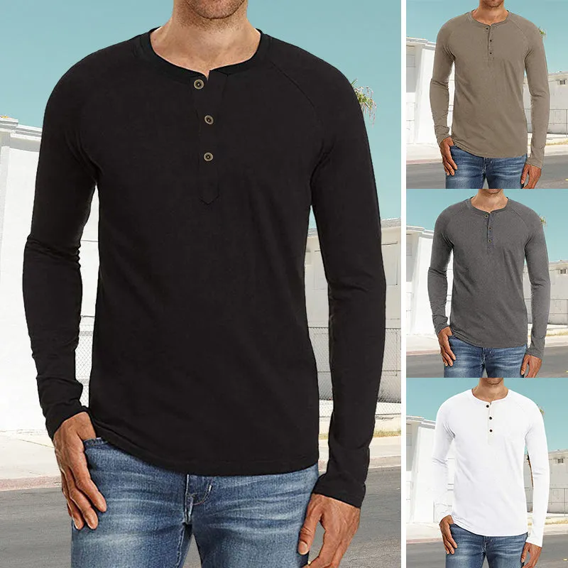 Henley Pullover Long Sleeve T-Shirt