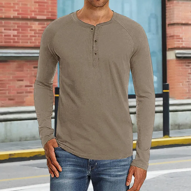 Henley Pullover Long Sleeve T-Shirt