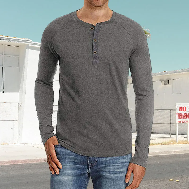 Henley Pullover Long Sleeve T-Shirt