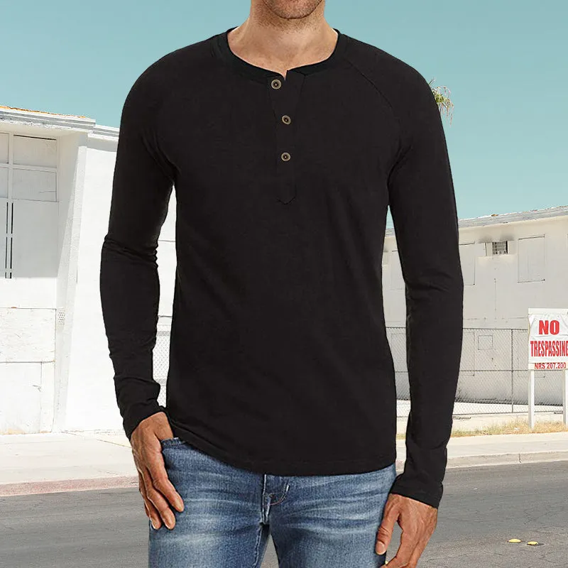 Henley Pullover Long Sleeve T-Shirt