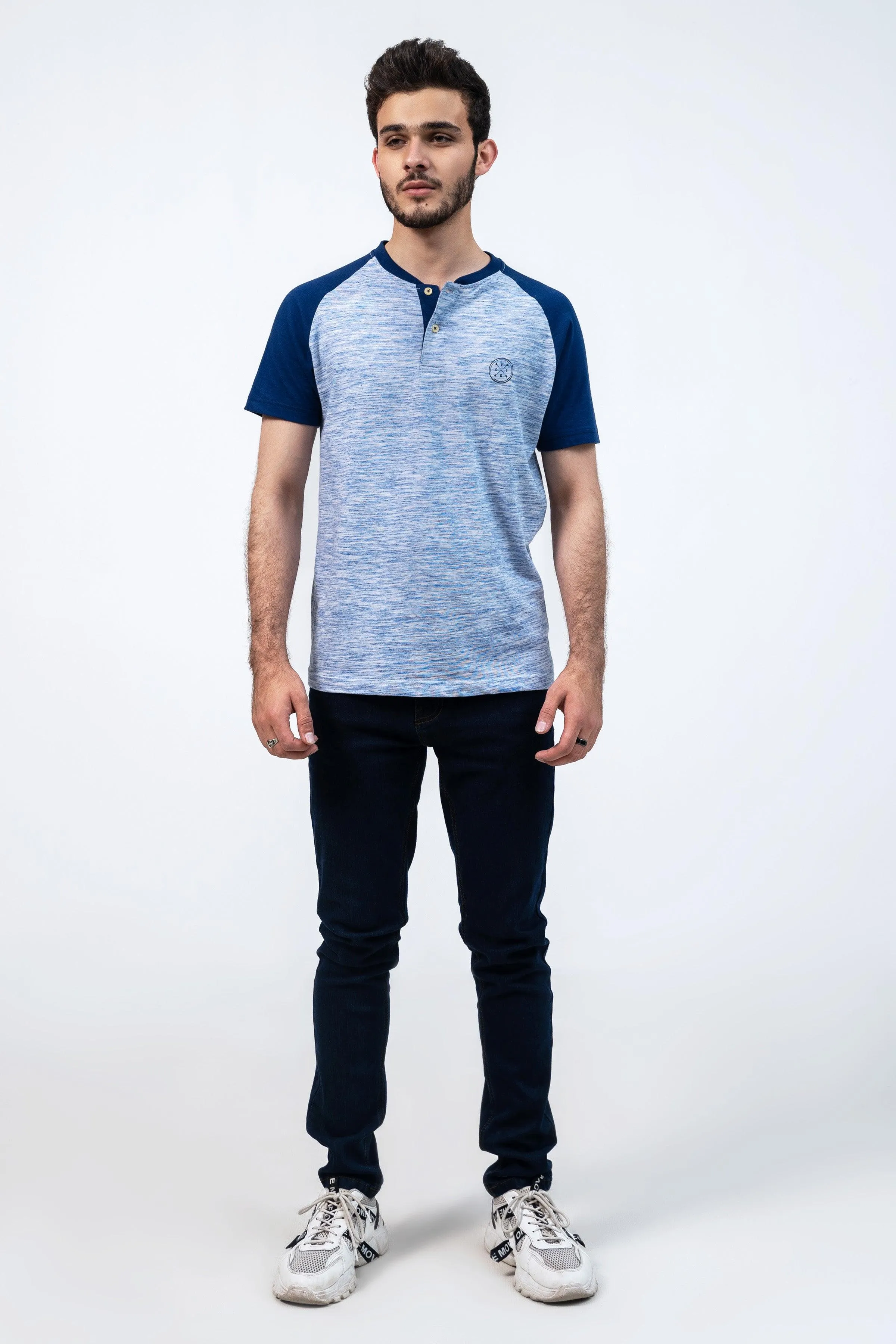 HENLEY RAGLAN T-SHIRT BLUE