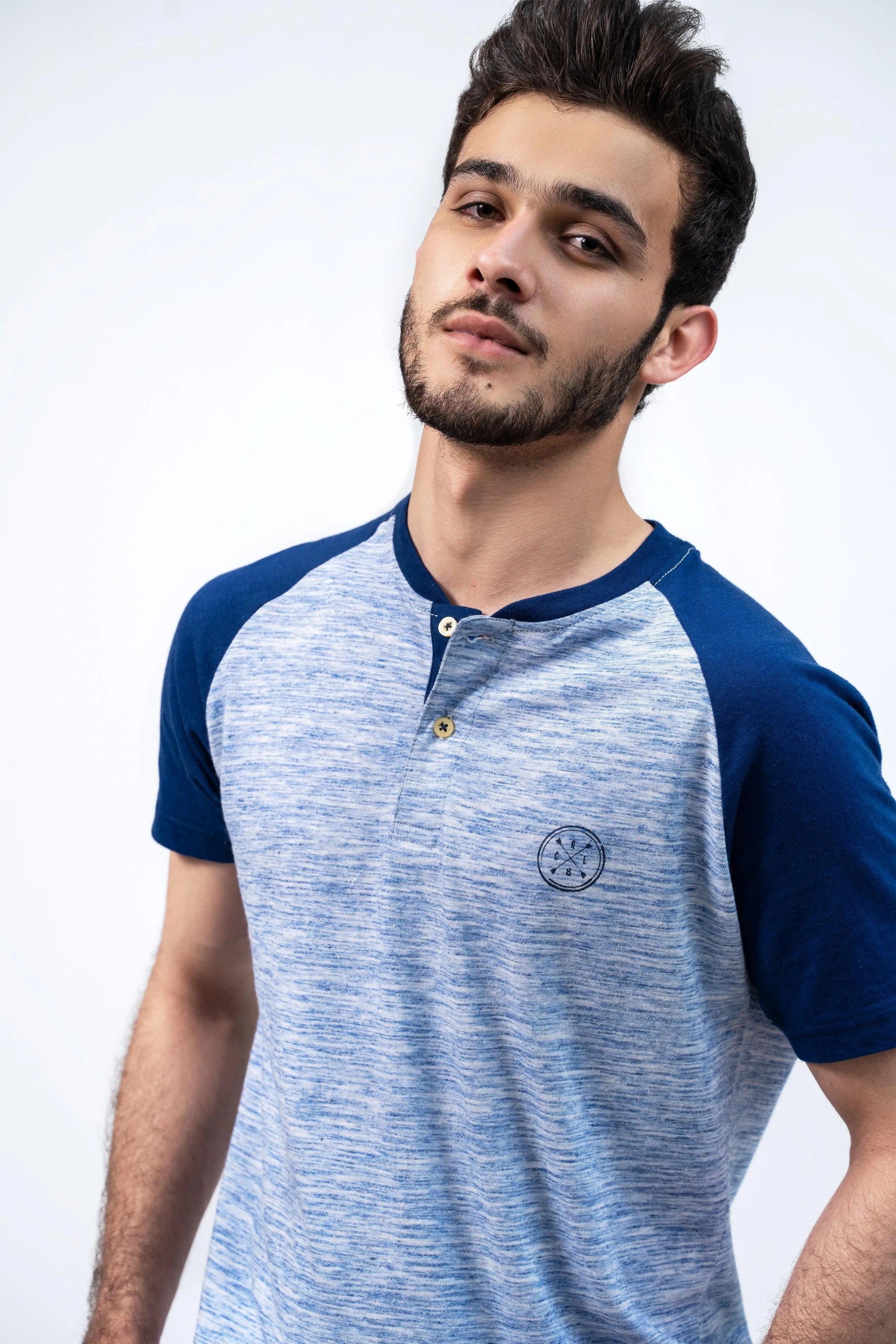 HENLEY RAGLAN T-SHIRT BLUE