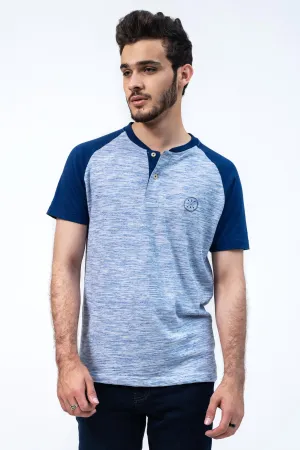 HENLEY RAGLAN T-SHIRT BLUE