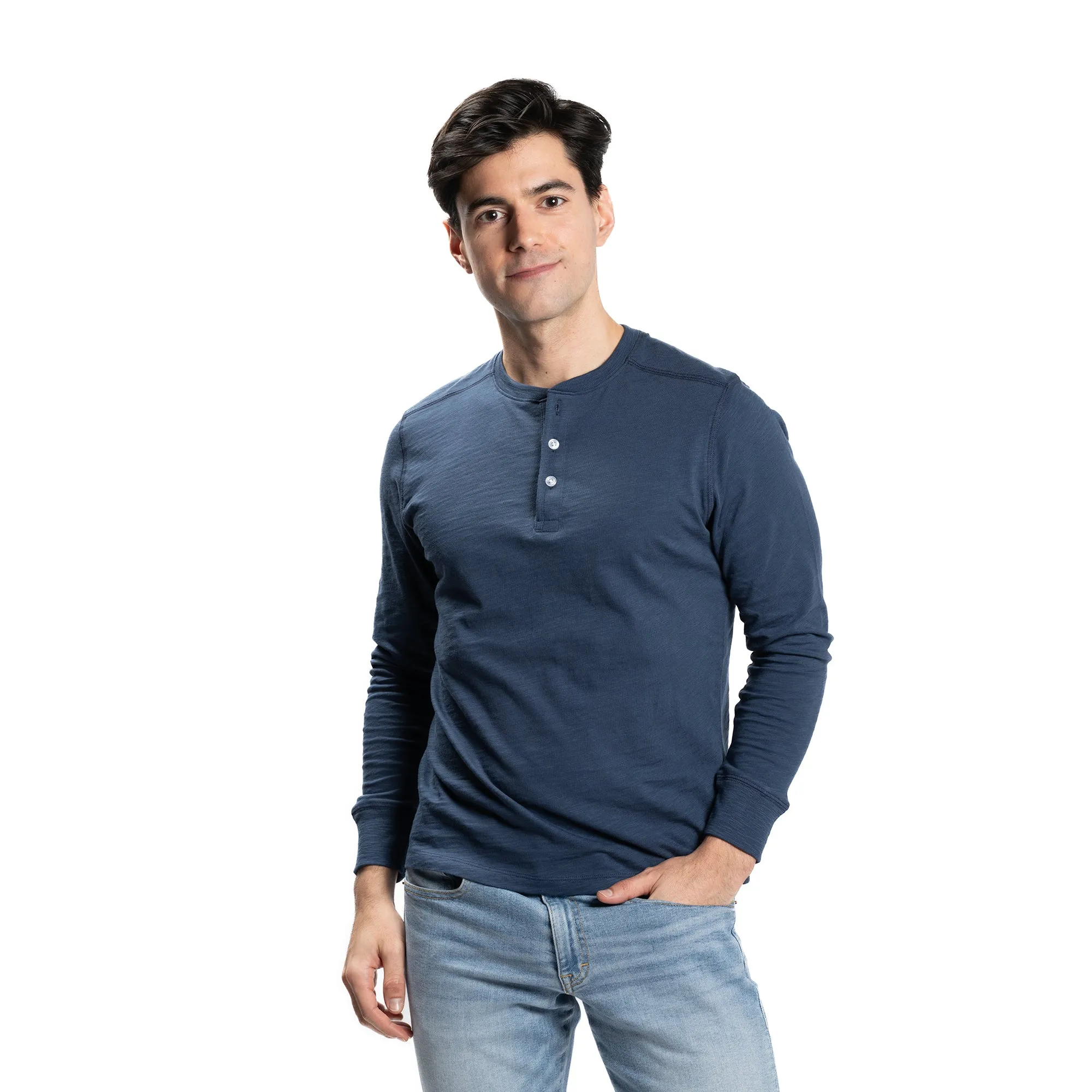 Henley Shirt Long Sleeve - Navy