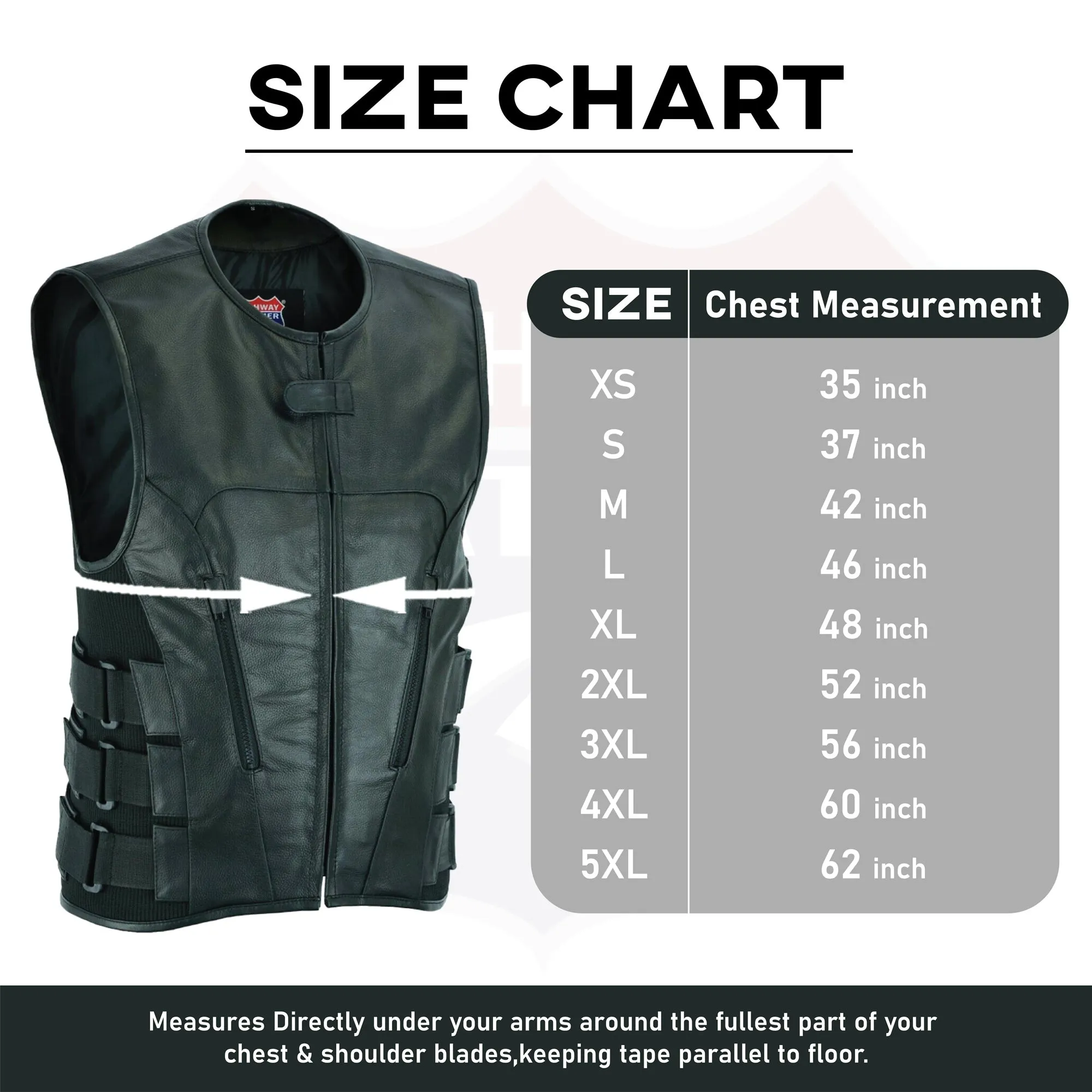 HL11645SPT Commando - Men's Motorcycle Swat Style Leather Vest