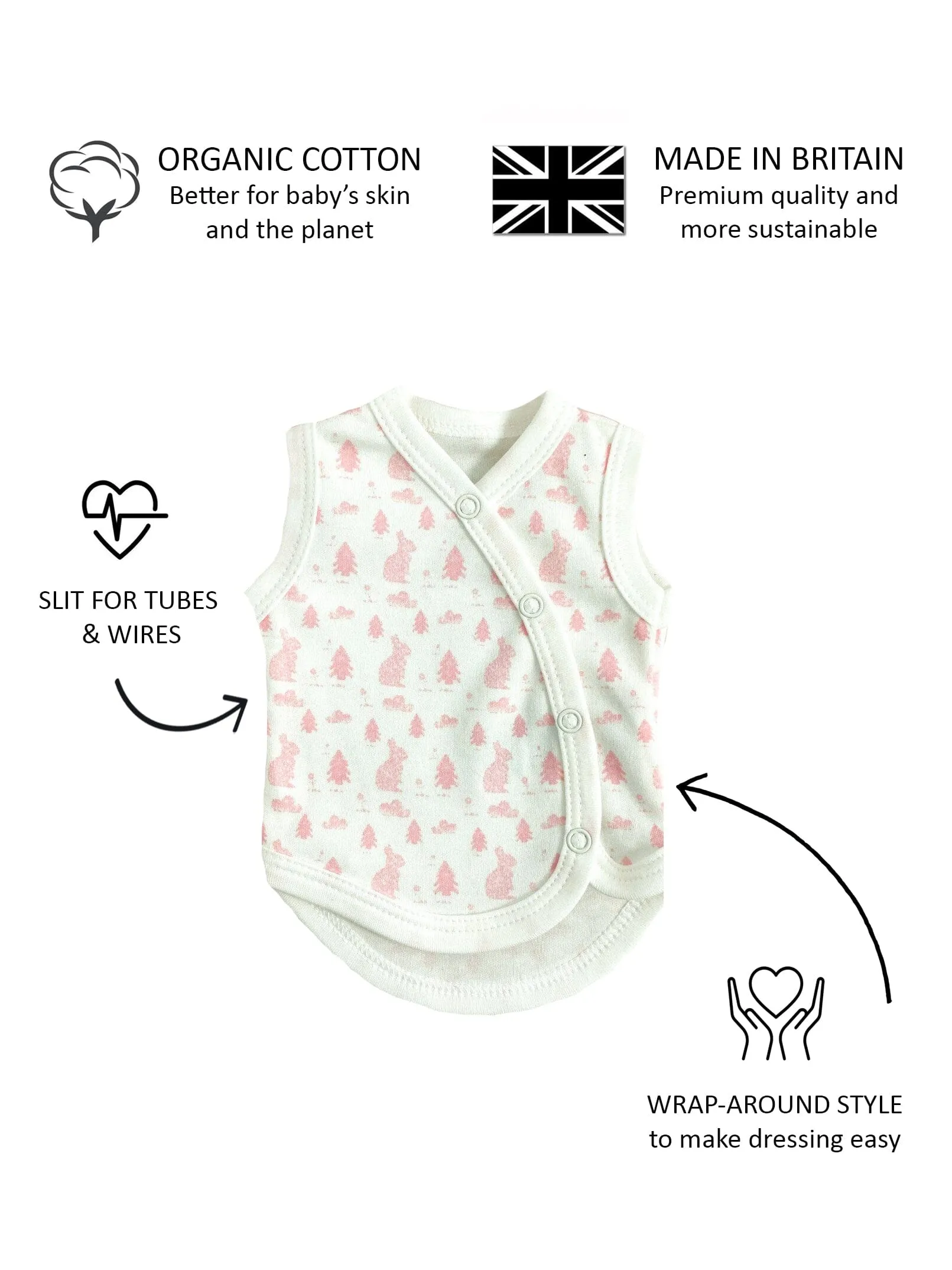 Incubator Vest, Bunny Meadow, Premium 100% Organic Cotton