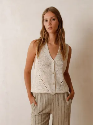 Indi & Cold Ribbed Knit Button Up Vest