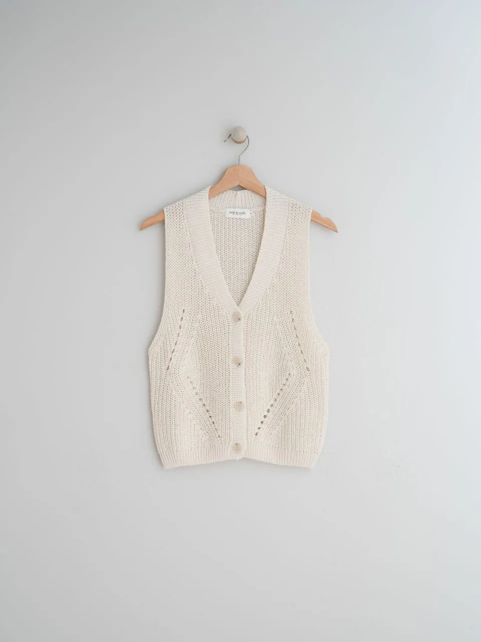 Indi & Cold Ribbed Knit Button Up Vest