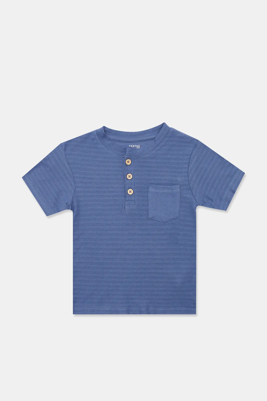 Infant Boys Navy Jacquard Henley T-Shirt