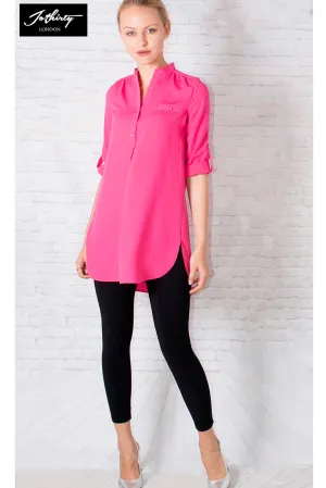 JOTHIRTY Roll-Up Sleeve Tunic Shirt in Pink