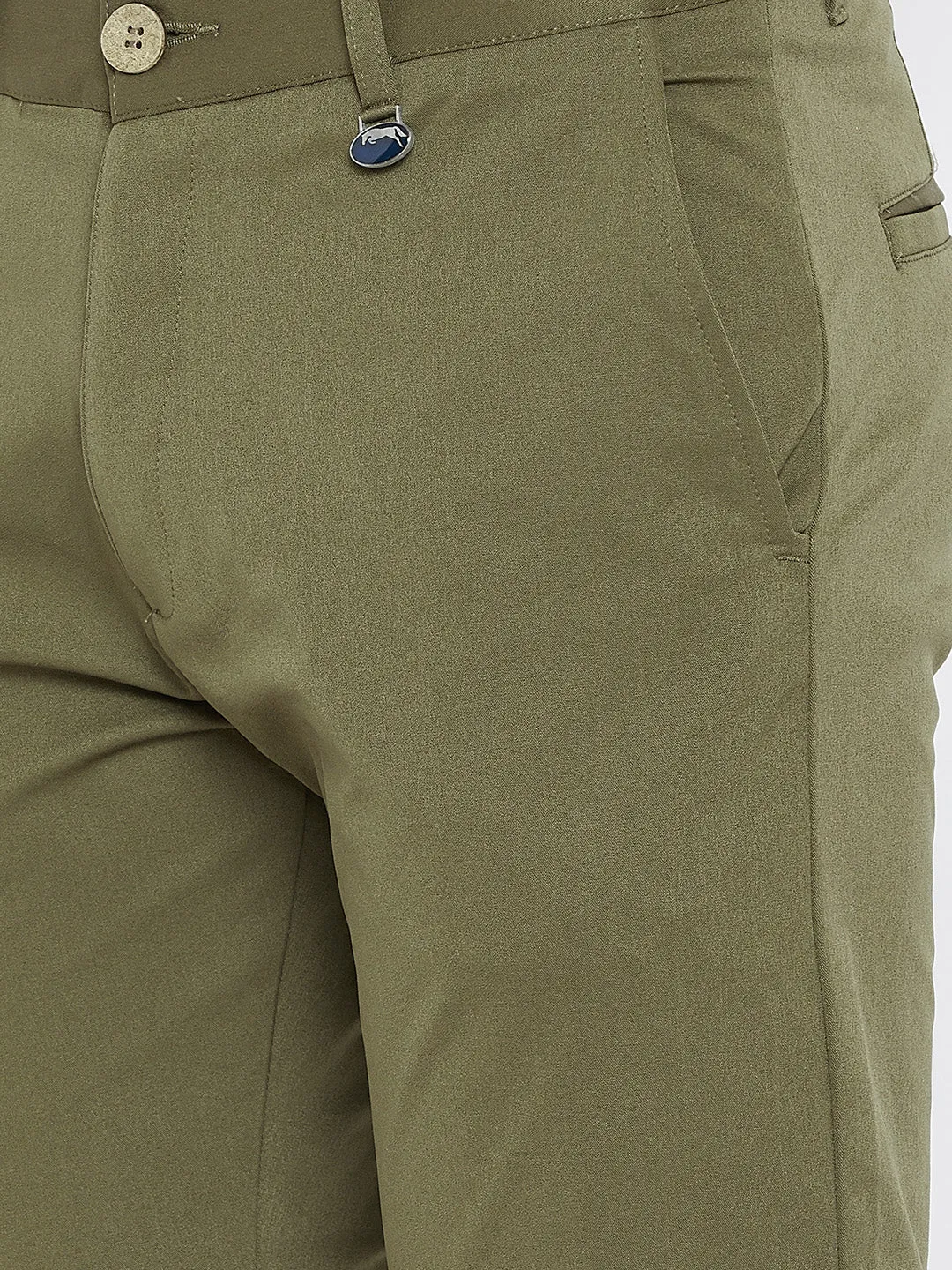 JUMP USA Men Solid Olive Casual Regular Fit Chinos Trousers