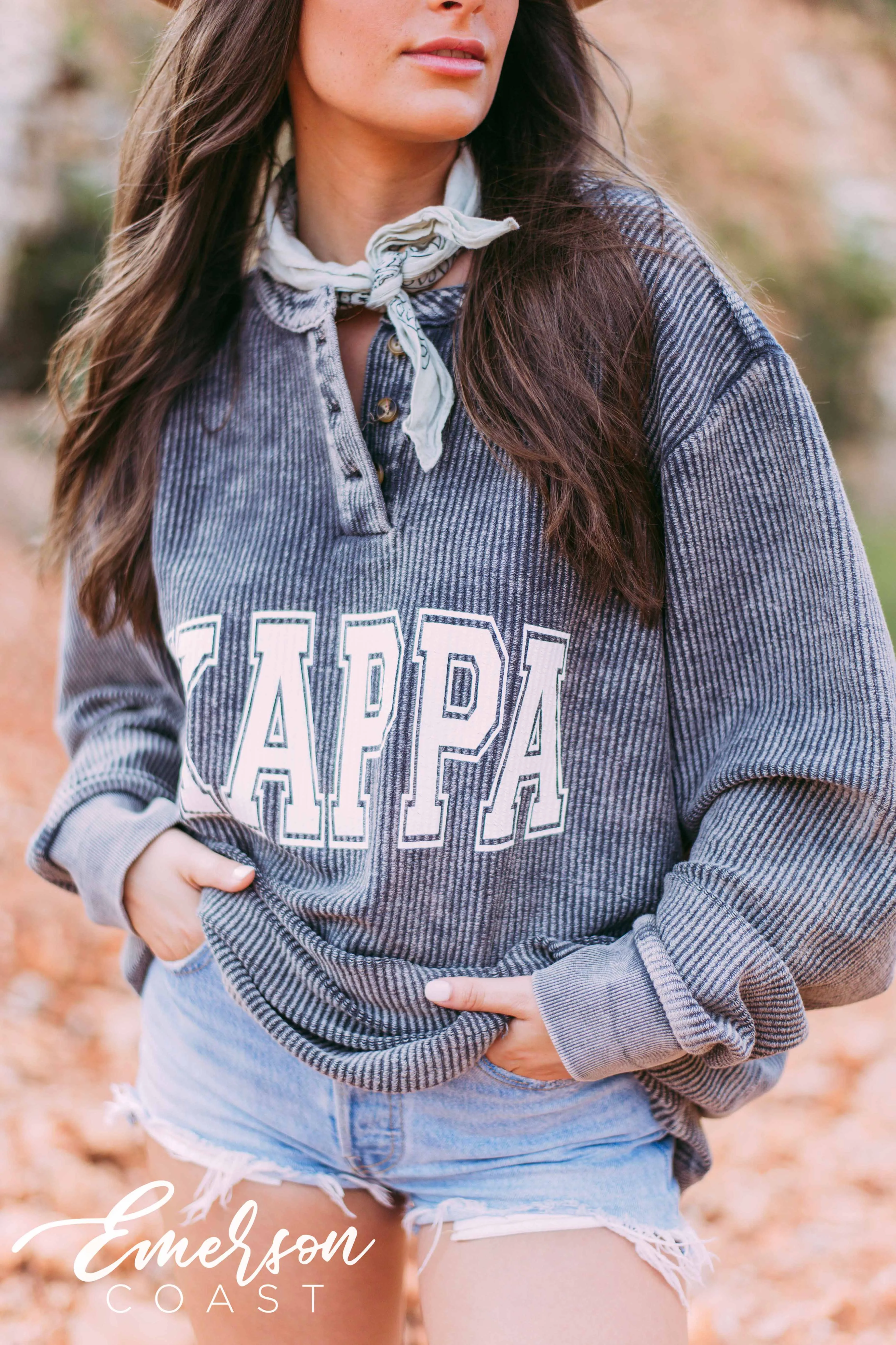 Kappa Charcoal Corduroy Henley