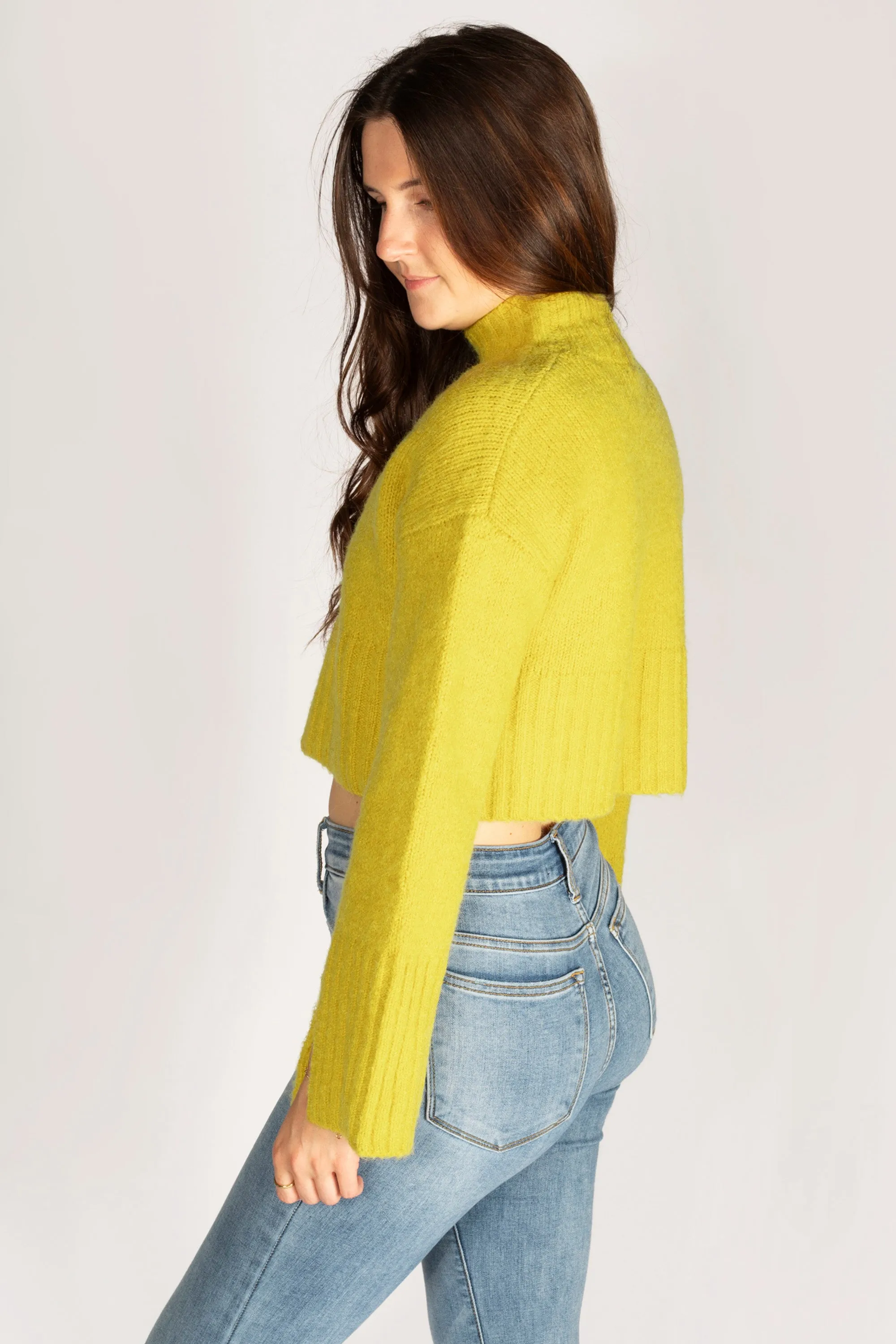 Kiwi Mock Neck Cropped Sweater - SALE