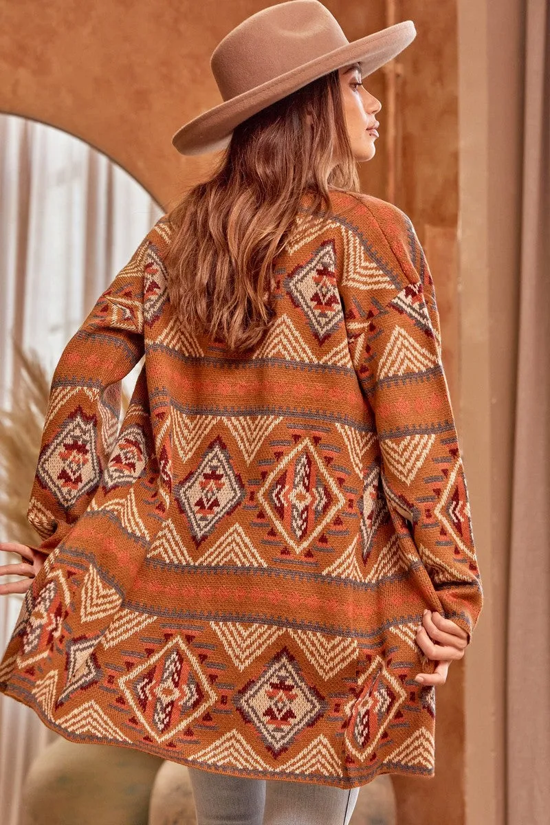 Ladies Savanna Jane Long Aztec Sweater - 19758