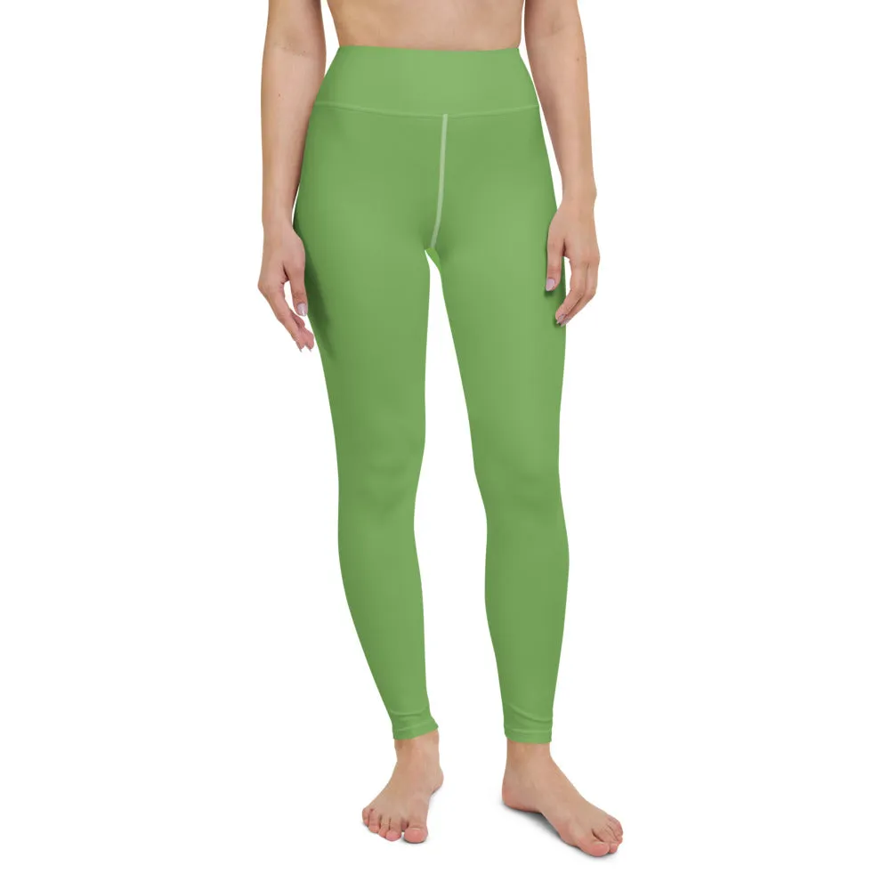 Light Green Women's Yoga Leggings, Best Premium Quality Ladies Tights-Made in USA/EU/MX