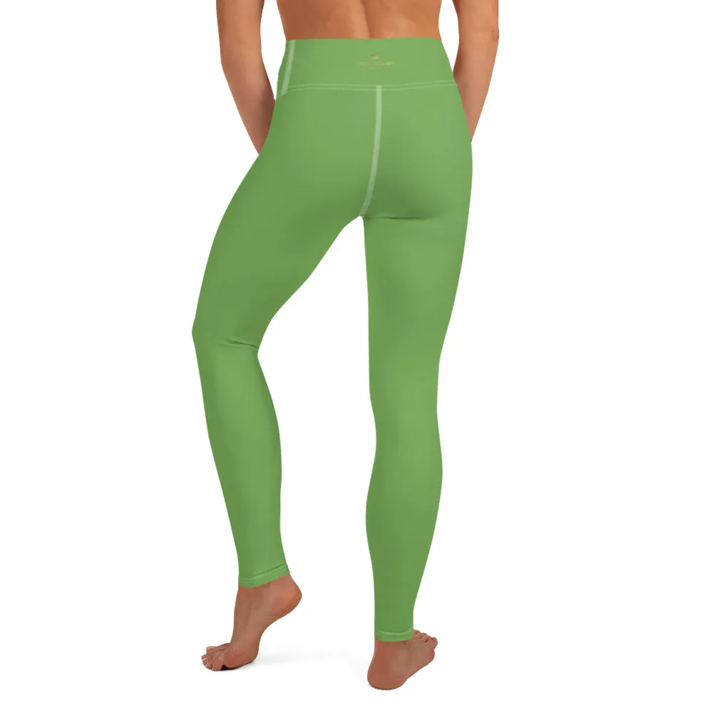 Light Green Women's Yoga Leggings, Best Premium Quality Ladies Tights-Made in USA/EU/MX