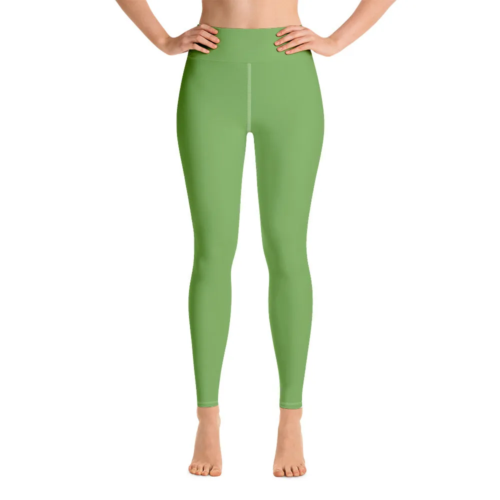 Light Green Women's Yoga Leggings, Best Premium Quality Ladies Tights-Made in USA/EU/MX