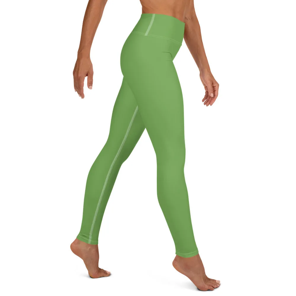 Light Green Women's Yoga Leggings, Best Premium Quality Ladies Tights-Made in USA/EU/MX