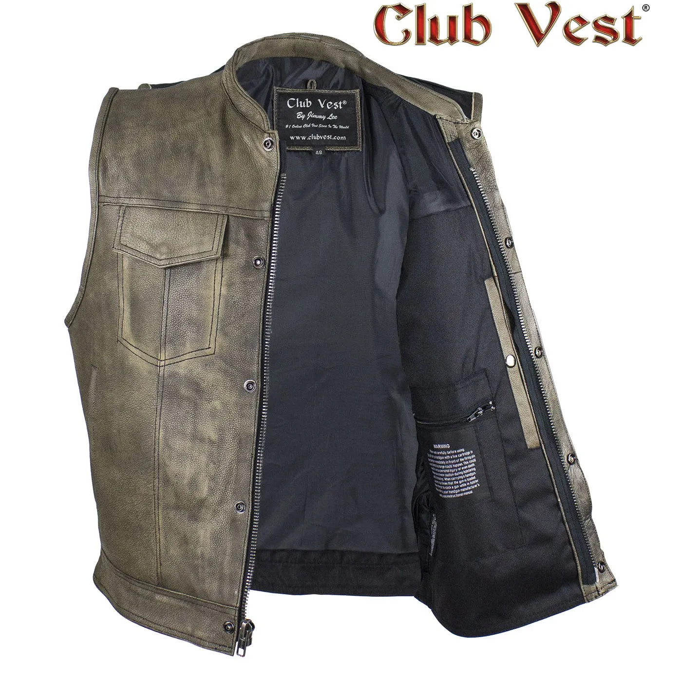 Men's Brown Leather Concealed Carry Vest by Club Vest®