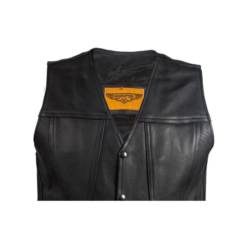 Mens Classic Motorcycle Club Vest With Gun Pockets