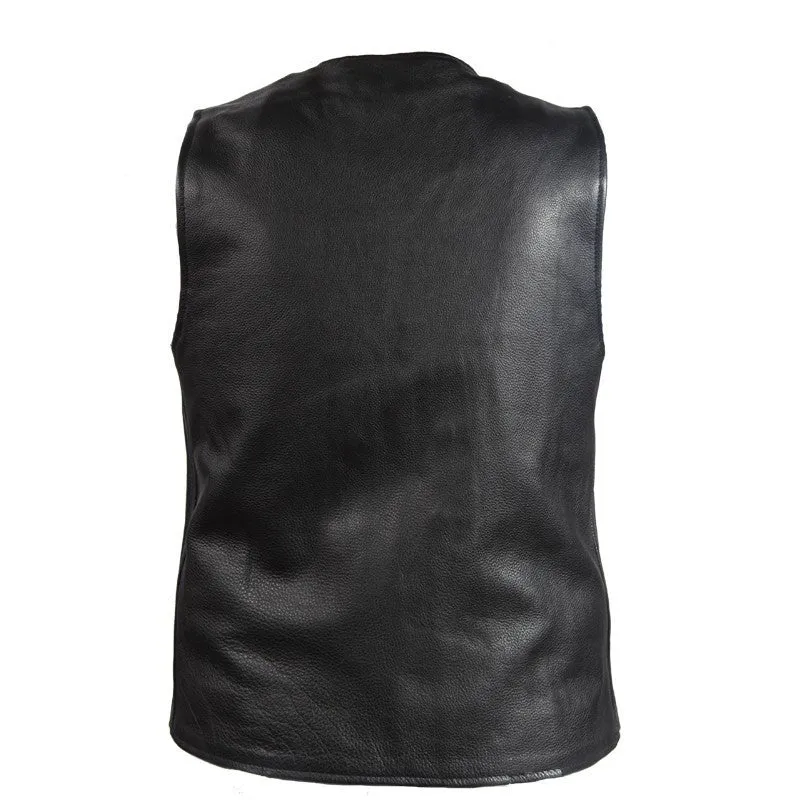 Mens Classic Motorcycle Club Vest With Gun Pockets