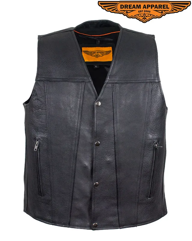 Mens Classic Motorcycle Club Vest With Gun Pockets