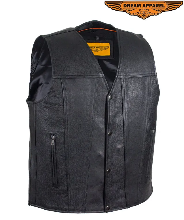 Mens Classic Motorcycle Club Vest With Gun Pockets