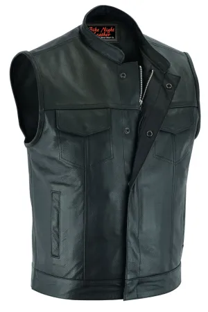 Men's Concealed Snap Scoop Collar Bike Night Vest