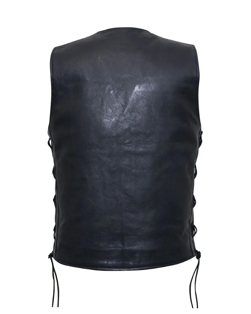 Mens Leather Vest With Concealed Gun Pockets