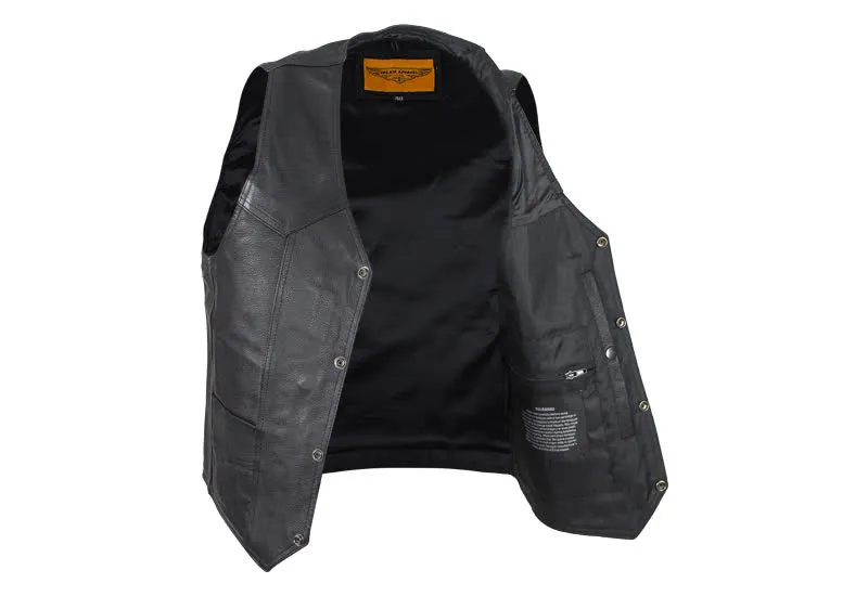 Mens Plain Black Leather Vest