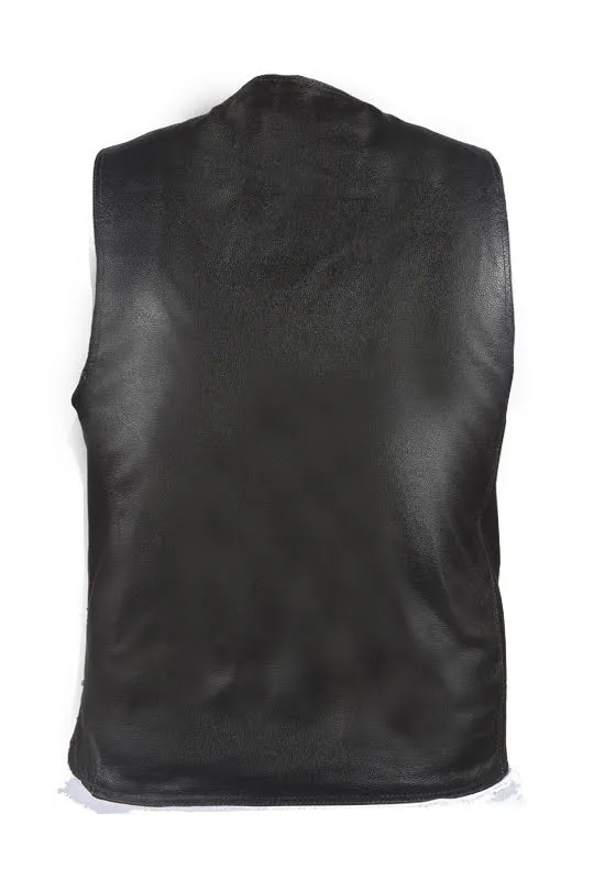 Mens Plain Black Leather Vest