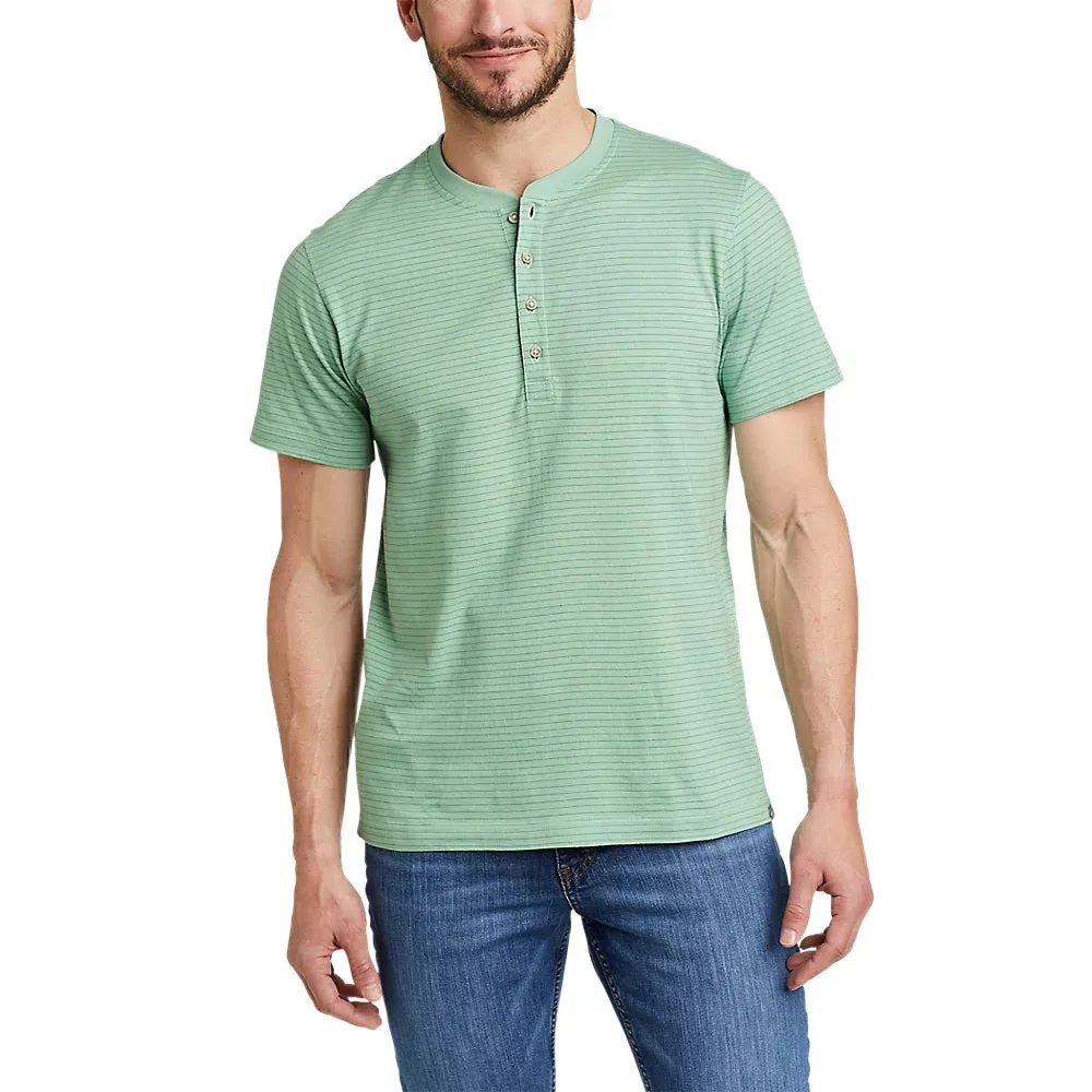 Men's Short-Sleeve Microstripe Henley