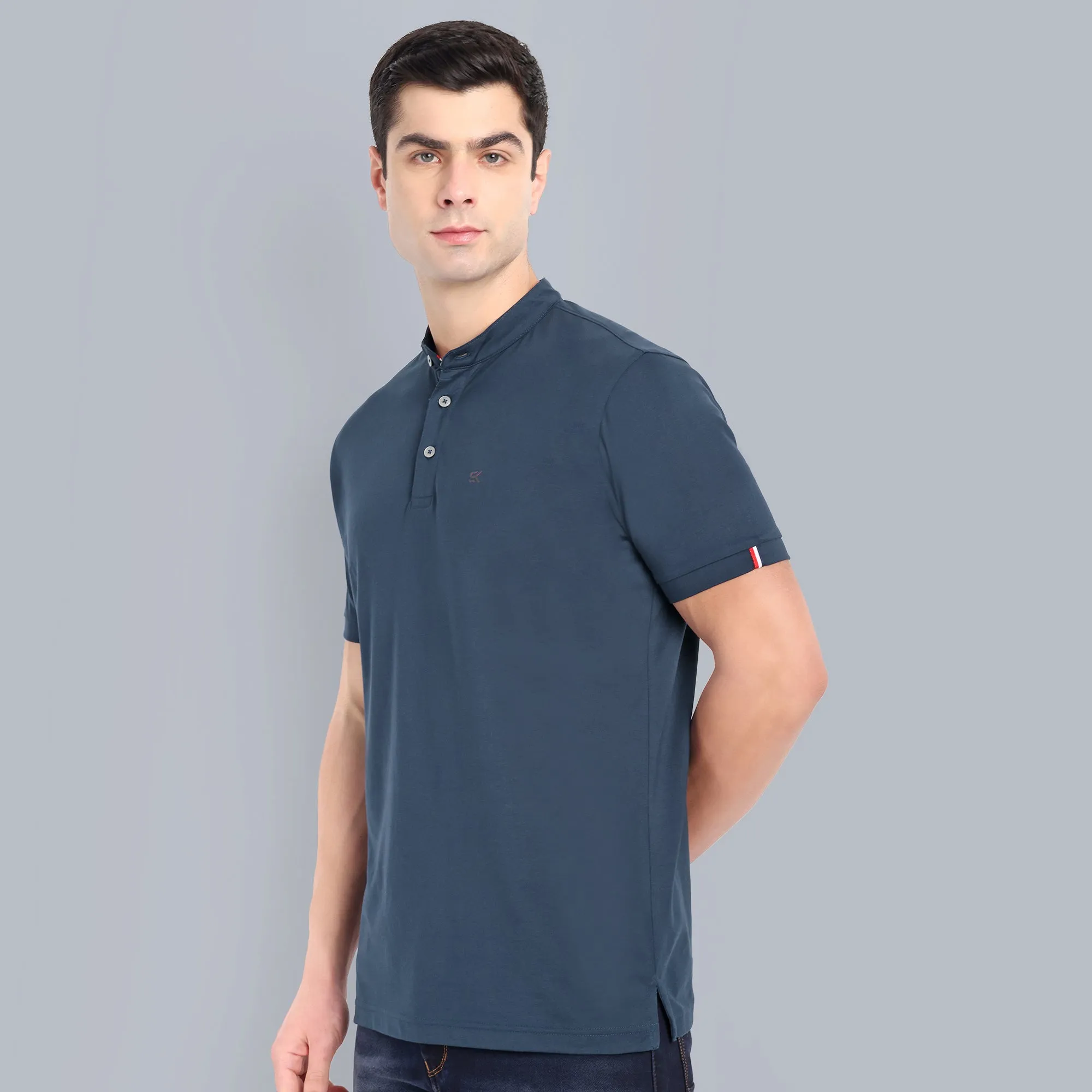 MENS SOLID NAVY PURE COTTON POLO TSHIRT