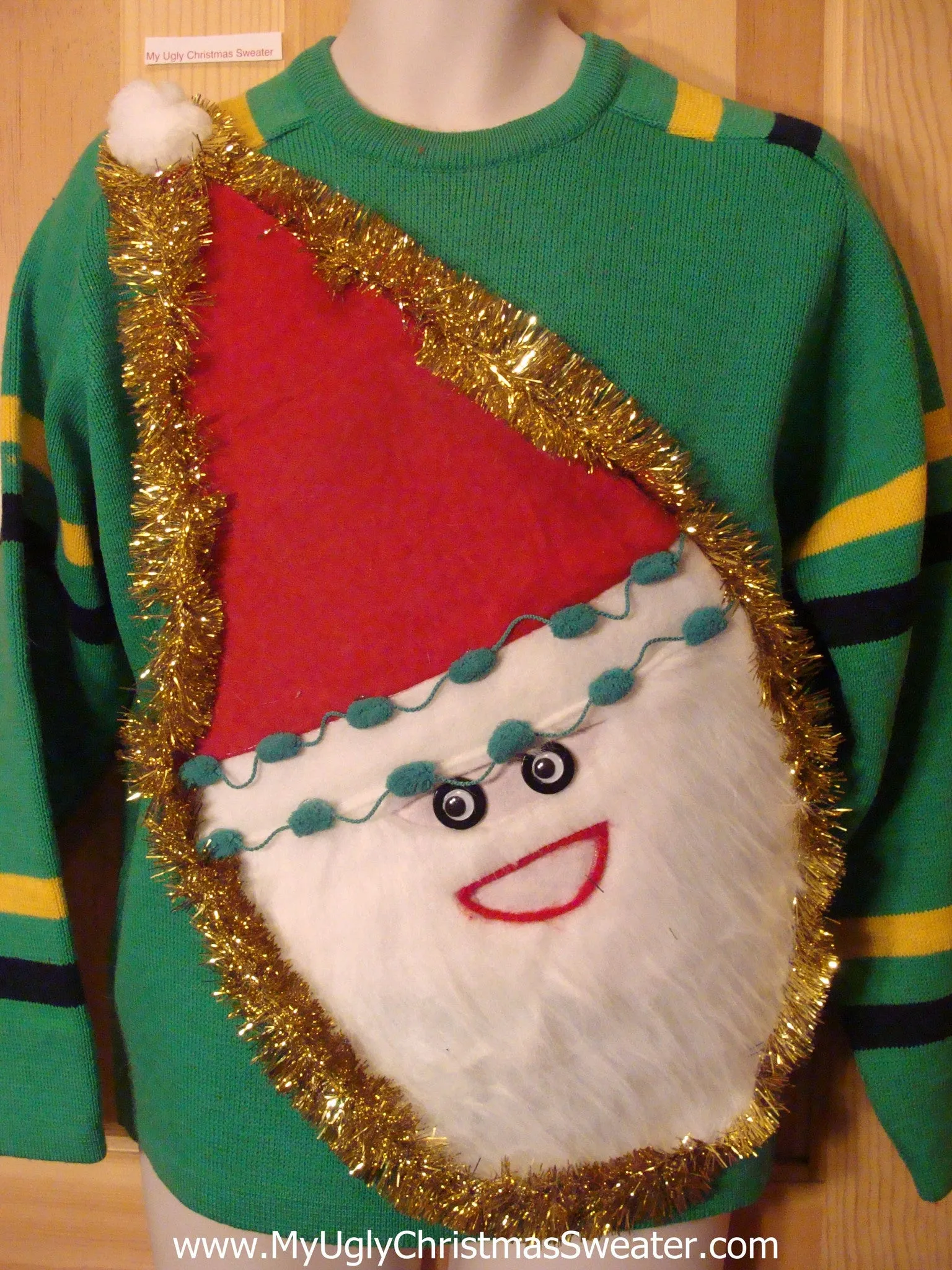 Mens Wacky Santa Tacky Christmas Sweater Ski Pullover