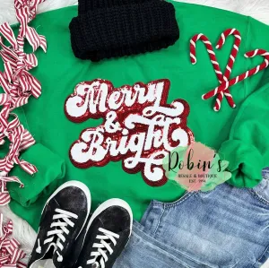 Merry & Bright Sequin Patch Sweatshirt Preorder