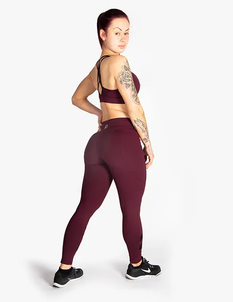 MESH PANEL MID RISE LEGGINGS - RED